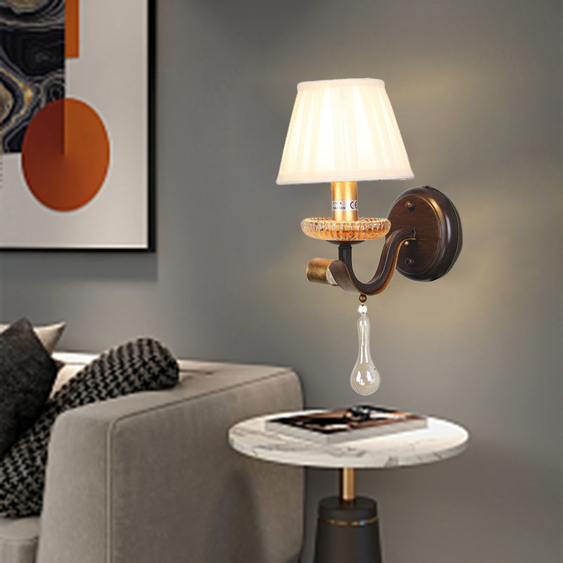 Applique Murale 1 Lumière en Fer et Verre avec Tambour Traditionnel Français pour Salon 
