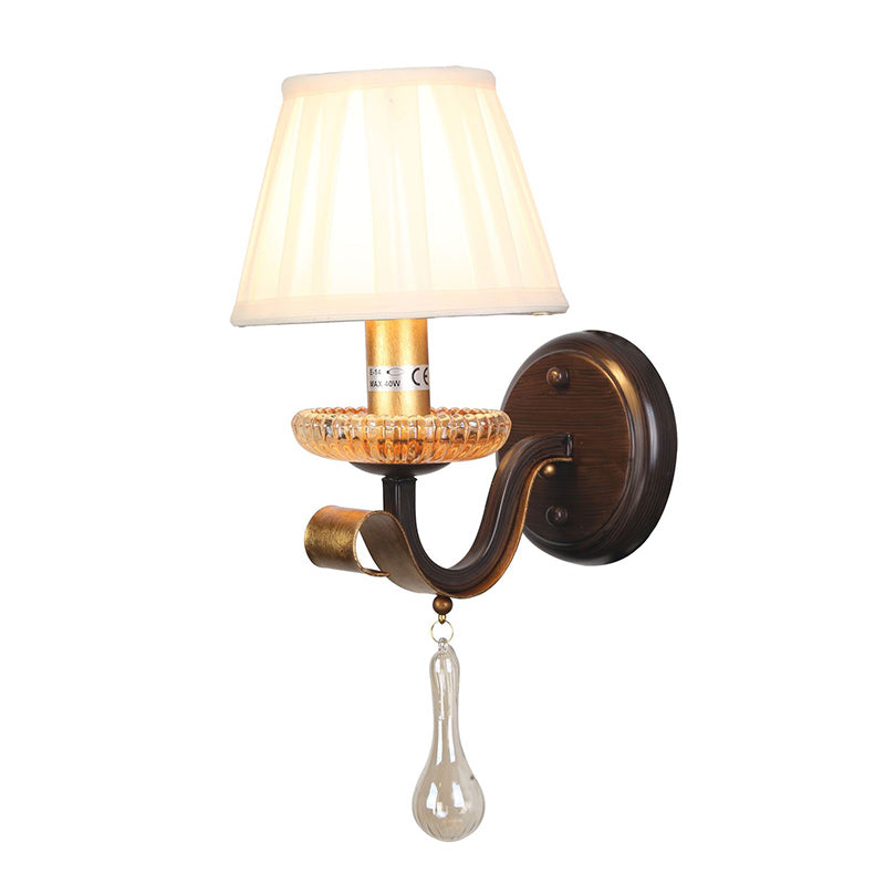 Applique Murale 1 Lumière en Fer et Verre avec Tambour Traditionnel Français pour Salon 