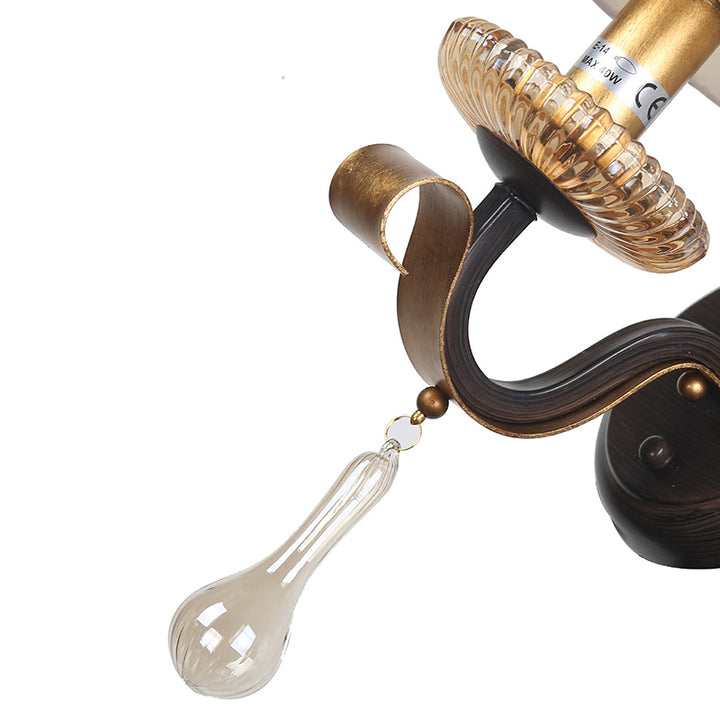 Applique Murale 1 Lumière en Fer et Verre avec Tambour Traditionnel Français pour Salon 