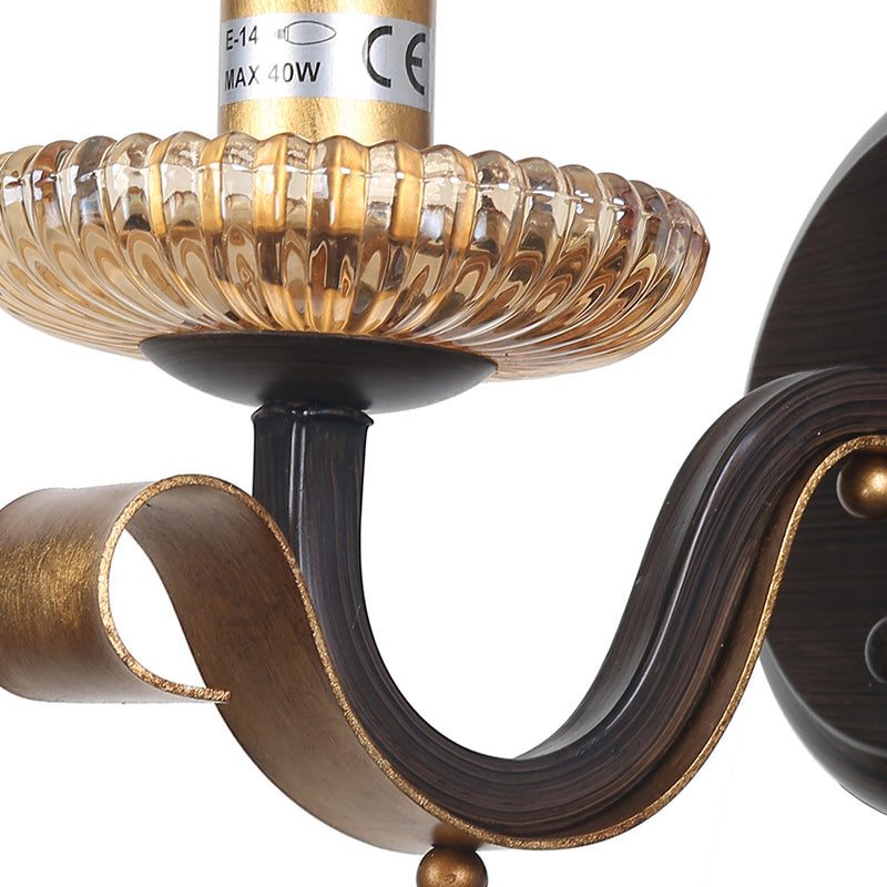 Applique Murale 1 Lumière en Fer et Verre avec Tambour Traditionnel Français pour Salon 