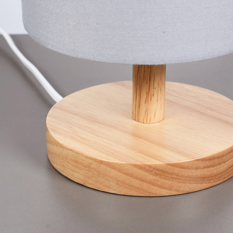 Lampe de table 1 lumière en tissu de bois cylindrique japonais traditionnel pour salon 