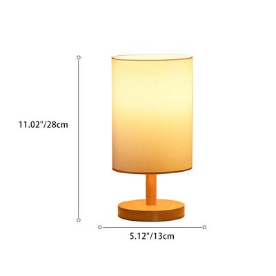 Lampe de table 1 lumière en tissu de bois cylindrique japonais traditionnel pour salon 