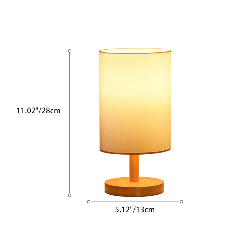 Lampe de table 1 lumière en tissu de bois cylindrique japonais traditionnel pour salon 