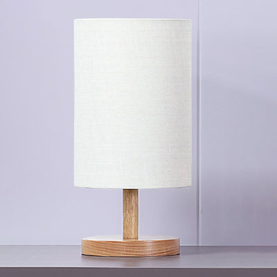 Lampe de table 1 lumière en tissu de bois cylindrique japonais traditionnel pour salon 