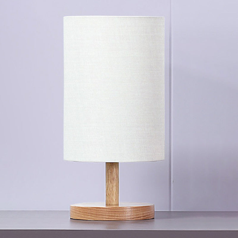 Lampe de table 1 lumière en tissu de bois cylindrique japonais traditionnel pour salon 