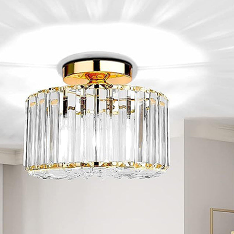 Lustre semi-encastré contemporain en acier et cristal avec 1 lumière pour salon 