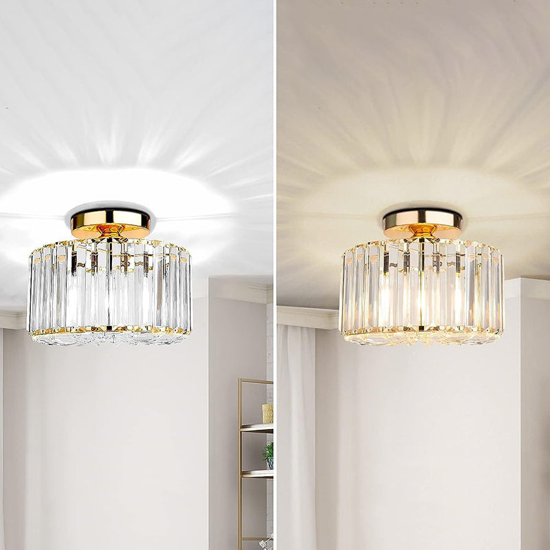 Lustre semi-encastré contemporain en acier et cristal avec 1 lumière pour salon 
