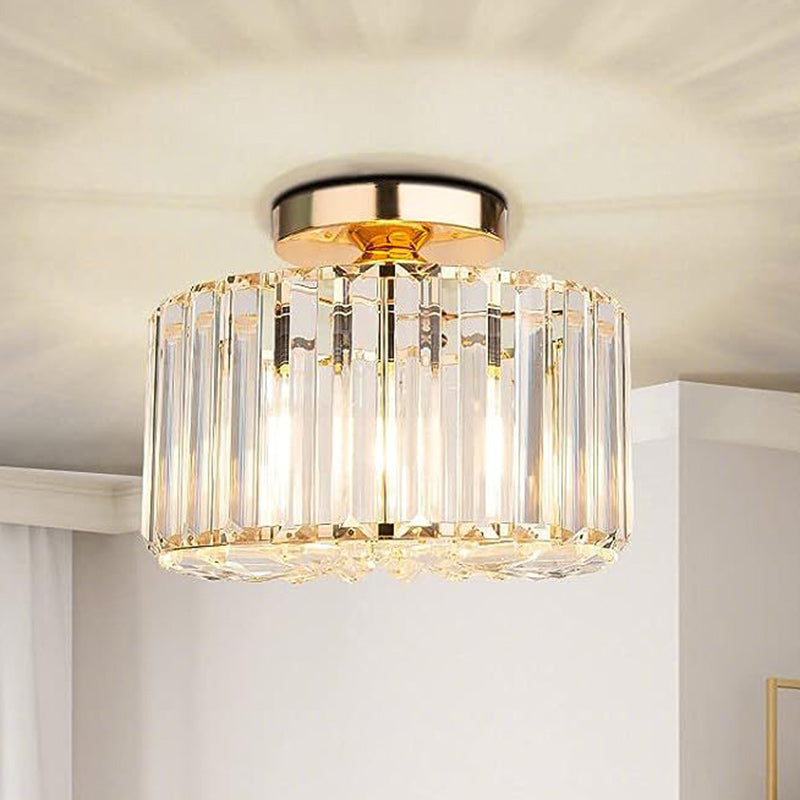 Lustre semi-encastré contemporain en acier et cristal avec 1 lumière pour salon 