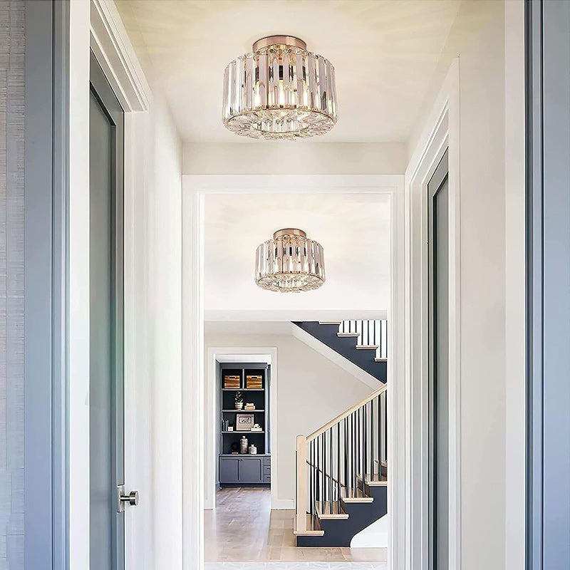 Lustre semi-encastré contemporain en acier et cristal avec 1 lumière pour salon 