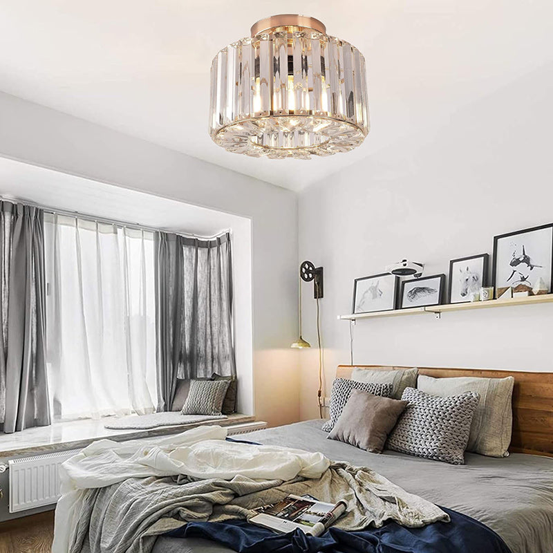 Lustre semi-encastré contemporain en acier et cristal avec 1 lumière pour salon 