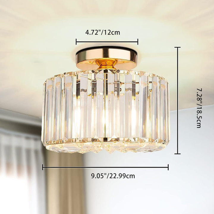 Lustre semi-encastré contemporain en acier et cristal avec 1 lumière pour salon 