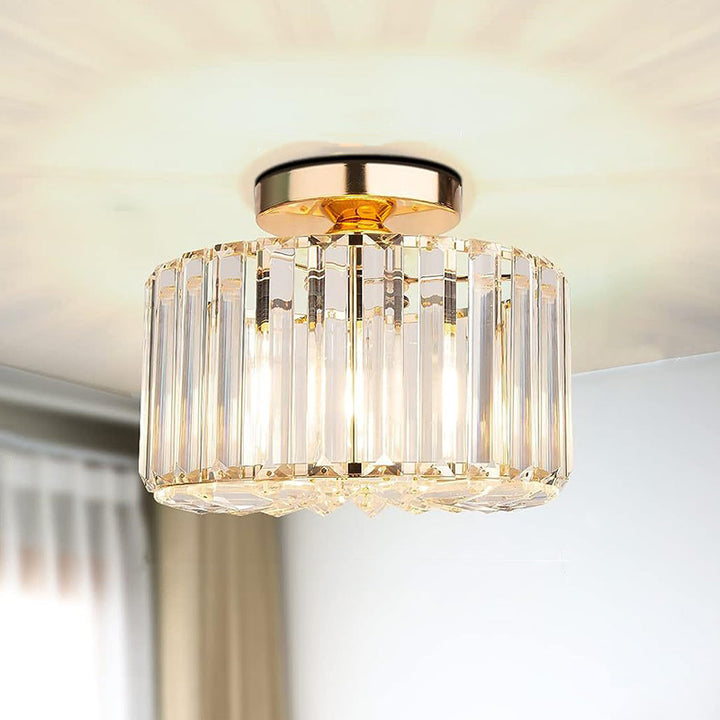 Lustre semi-encastré contemporain en acier et cristal avec 1 lumière pour salon 