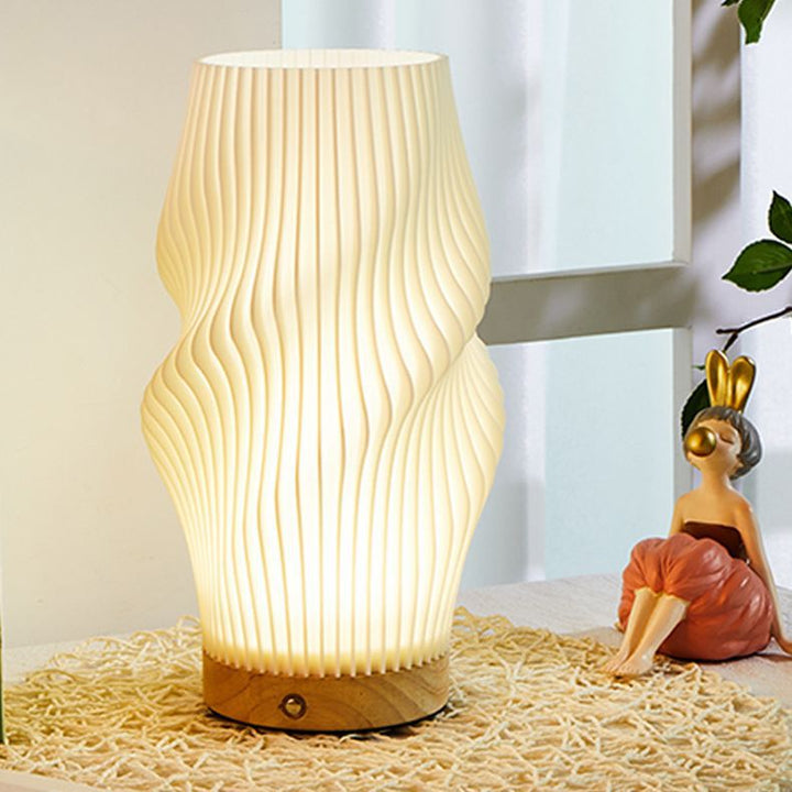 Lampe de table contemporaine nordique en bois et plastique 1 lumière pour salon 