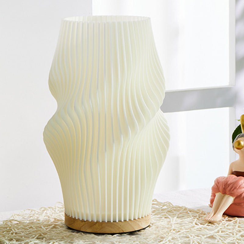 Lampe de table contemporaine nordique en bois et plastique 1 lumière pour salon 