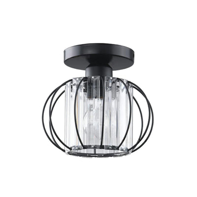 Plafonnier semi-encastré contemporain nordique en cristal de colonne en fer à 1 lumière pour salon 