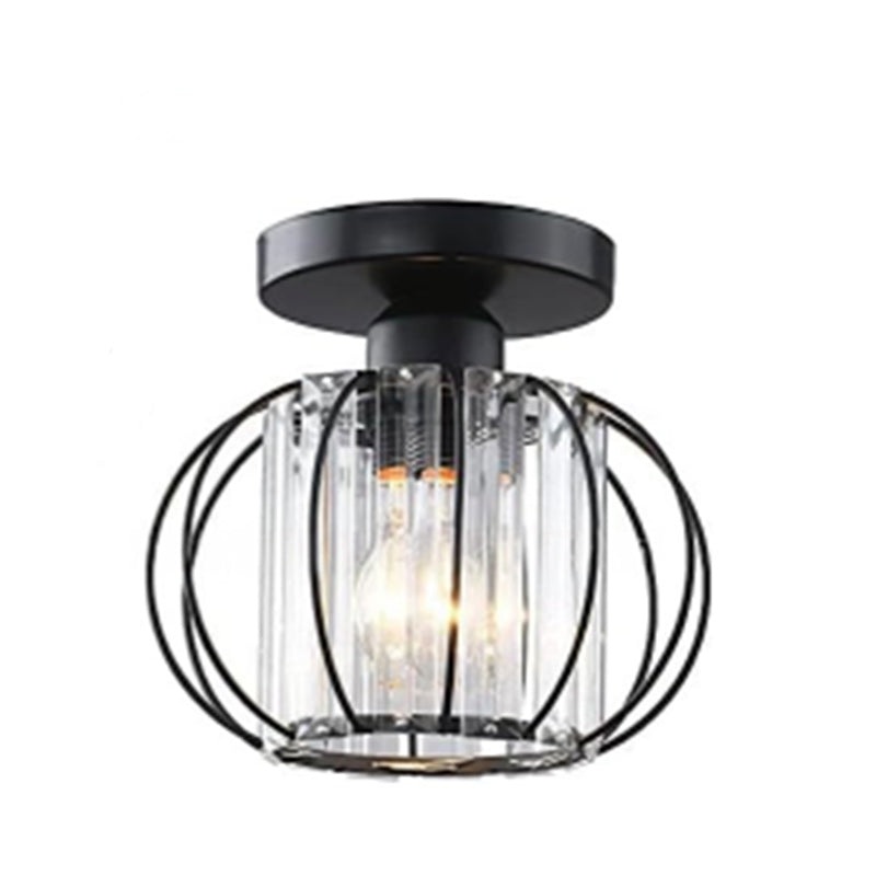 Plafonnier semi-encastré contemporain nordique en cristal de colonne en fer à 1 lumière pour salon 