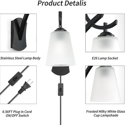 Lámpara Aplique de Pared de 1 Luz de Tambor Minimalista Moderno de Hierro y Vidrio para Sala de Estar 