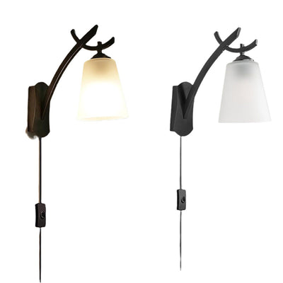 Lámpara Aplique de Pared de 1 Luz de Tambor Minimalista Moderno de Hierro y Vidrio para Sala de Estar 
