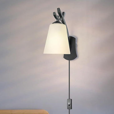 Lámpara Aplique de Pared de 1 Luz de Tambor Minimalista Moderno de Hierro y Vidrio para Sala de Estar 