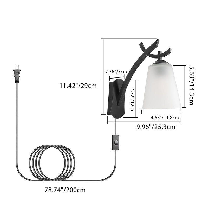 Lámpara Aplique de Pared de 1 Luz de Tambor Minimalista Moderno de Hierro y Vidrio para Sala de Estar 