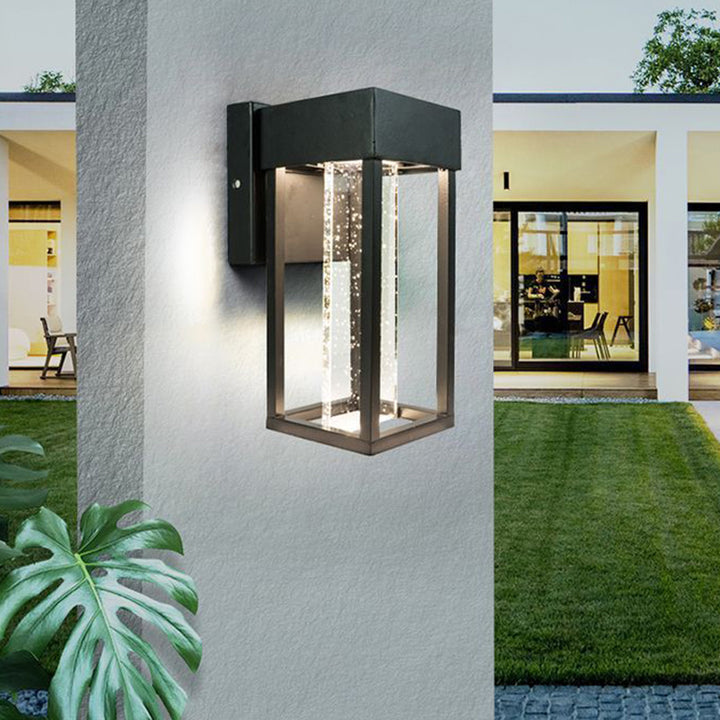 Moderne minimalistische rechteckige Aluminiumglas-LED-Wandleuchterlampe für den Garten 