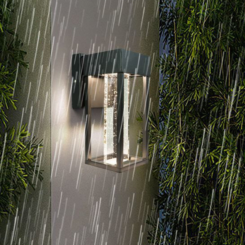 Moderne minimalistische rechteckige Aluminiumglas-LED-Wandleuchterlampe für den Garten 