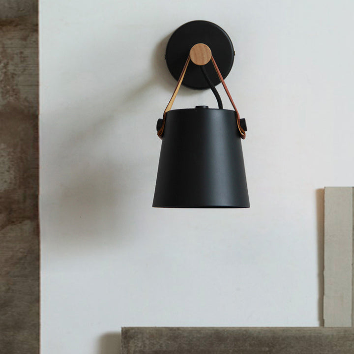 Lámpara de Aplique de Pared de 1 Luz de Madera y Hierro Nórdico Contemporáneo para Sala de Estar 