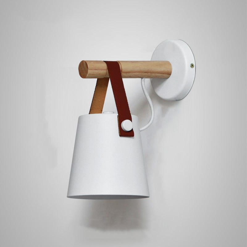 Lámpara de Aplique de Pared de 1 Luz de Madera y Hierro Nórdico Contemporáneo para Sala de Estar 