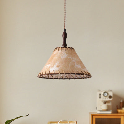 Lámpara colgante contemporánea nórdica de tambor de hierro y madera con tela de 1 luz para sala de estar 