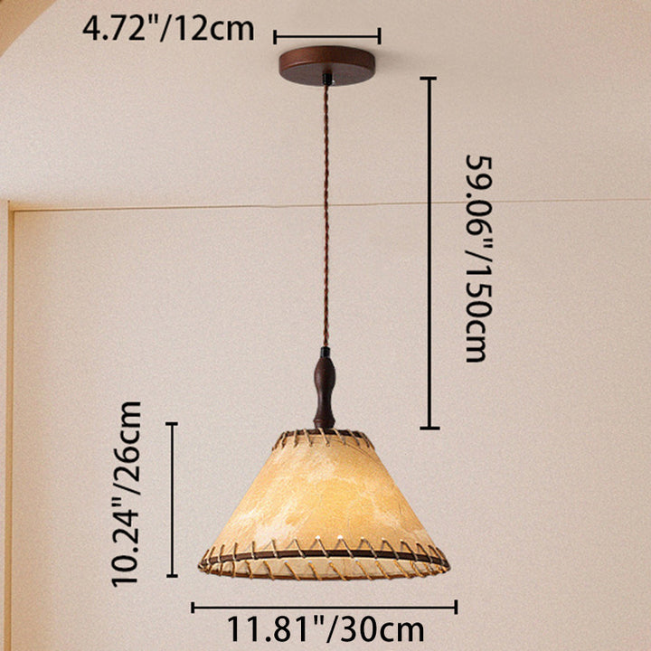 Suspension Contemporaine en Tissu de Bois de Fer Nordique à 1 Lumière pour Salon 