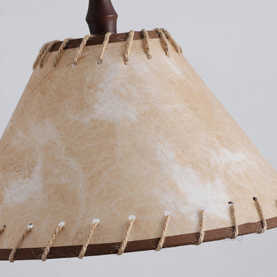 Lámpara colgante contemporánea nórdica de tambor de hierro y madera con tela de 1 luz para sala de estar 