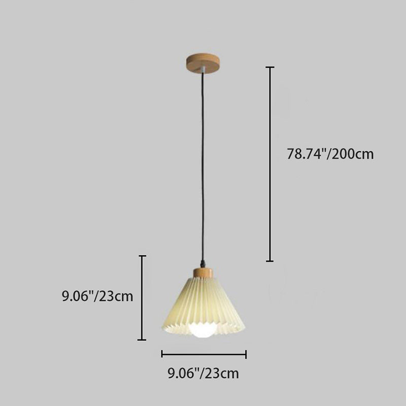 Suspension en bois conique japonais traditionnel à 1 lumière pour salon 