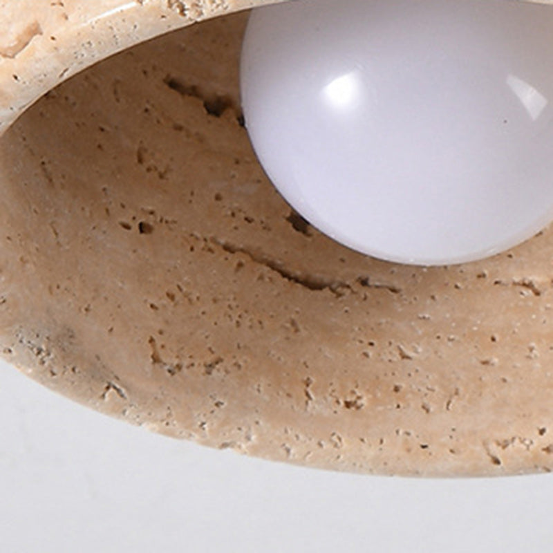 Plafonnier semi-encastré 1 lumière en bois, pierre carrée ronde japonaise traditionnelle pour salon 