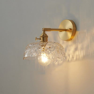 Lámpara de aplique de pared de 1 luz de vidrio de cobre en forma de cúpula nórdica contemporánea para sala de estar 