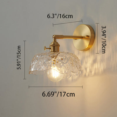Lámpara de aplique de pared de 1 luz de vidrio de cobre en forma de cúpula nórdica contemporánea para sala de estar 