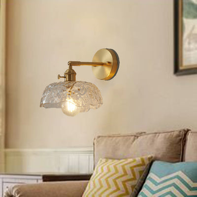 Lámpara de aplique de pared de 1 luz de vidrio de cobre en forma de cúpula nórdica contemporánea para sala de estar 