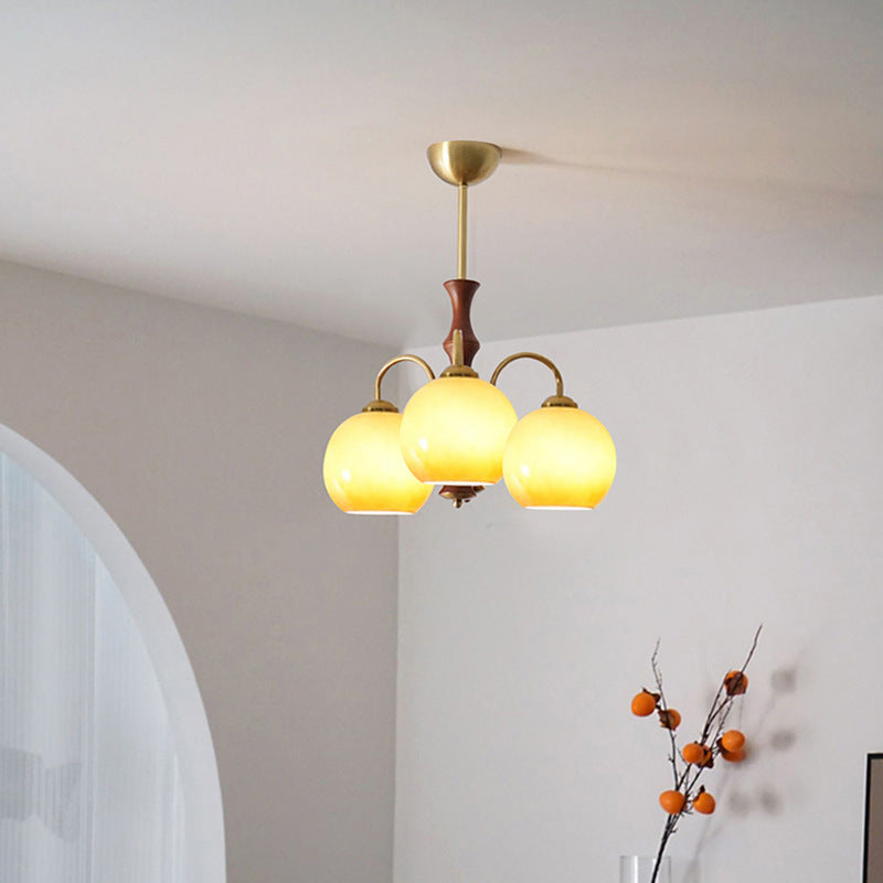 Traditioneller ovaler Vintage-Kronleuchter aus Eisen, Holz und Glas, 3/6 Lichter, für Wohnzimmer 