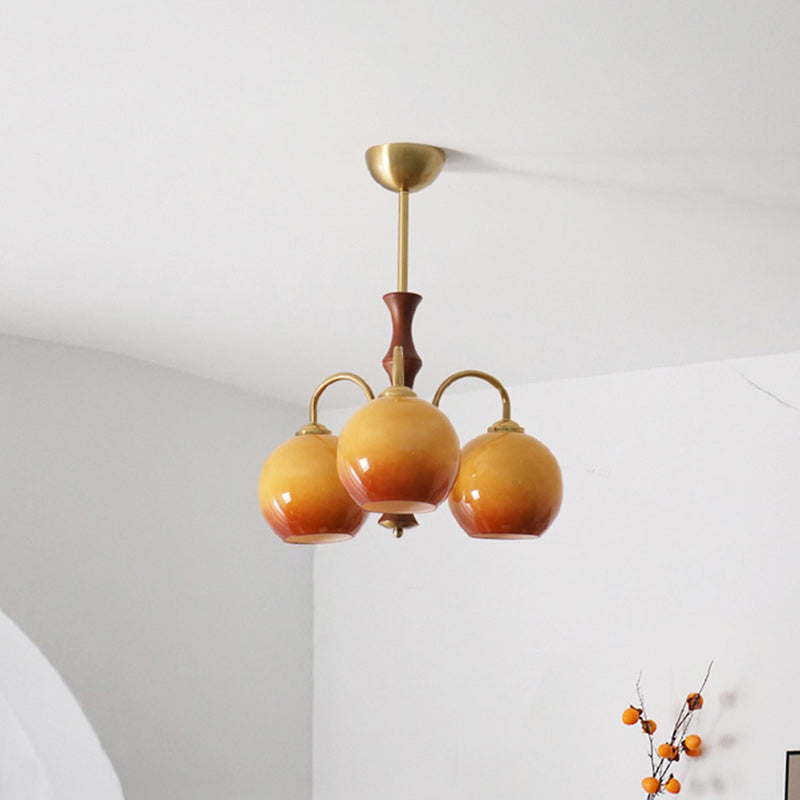 Traditioneller ovaler Vintage-Kronleuchter aus Eisen, Holz und Glas, 3/6 Lichter, für Wohnzimmer 