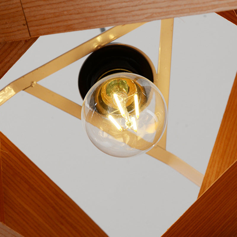 Lámpara colgante contemporánea creativa de hierro retorcido y madera con 1 luz para sala de estar 