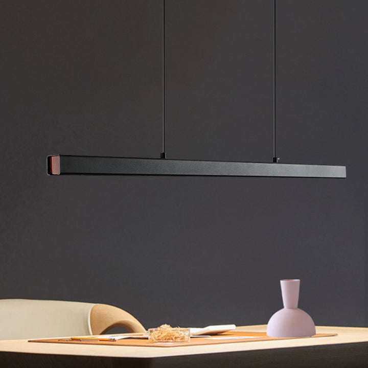 Modern Minimalist Strip Aluminum Wood Acrylic LED Island Light Chandelier For Living Room