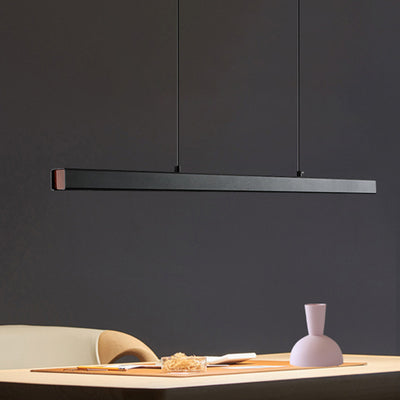 Lustre moderne minimaliste à bandes en aluminium, bois et acrylique LED pour salon 