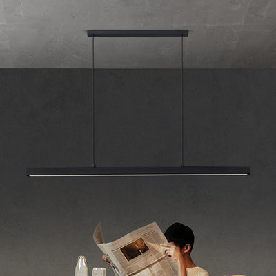 Lustre moderne minimaliste à bandes en aluminium, bois et acrylique LED pour salon 