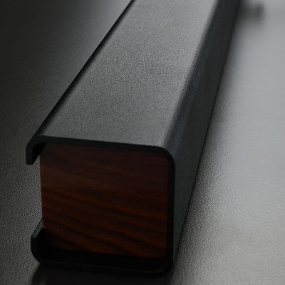 Lustre moderne minimaliste à bandes en aluminium, bois et acrylique LED pour salon 