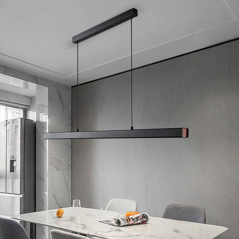 Lámpara de Araña Moderna Minimalista de Tira de Aluminio Madera Acrílico LED para Sala de Estar 