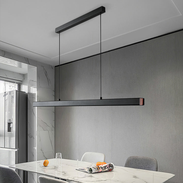 Lámpara de Araña Moderna Minimalista de Tira de Aluminio Madera Acrílico LED para Sala de Estar 