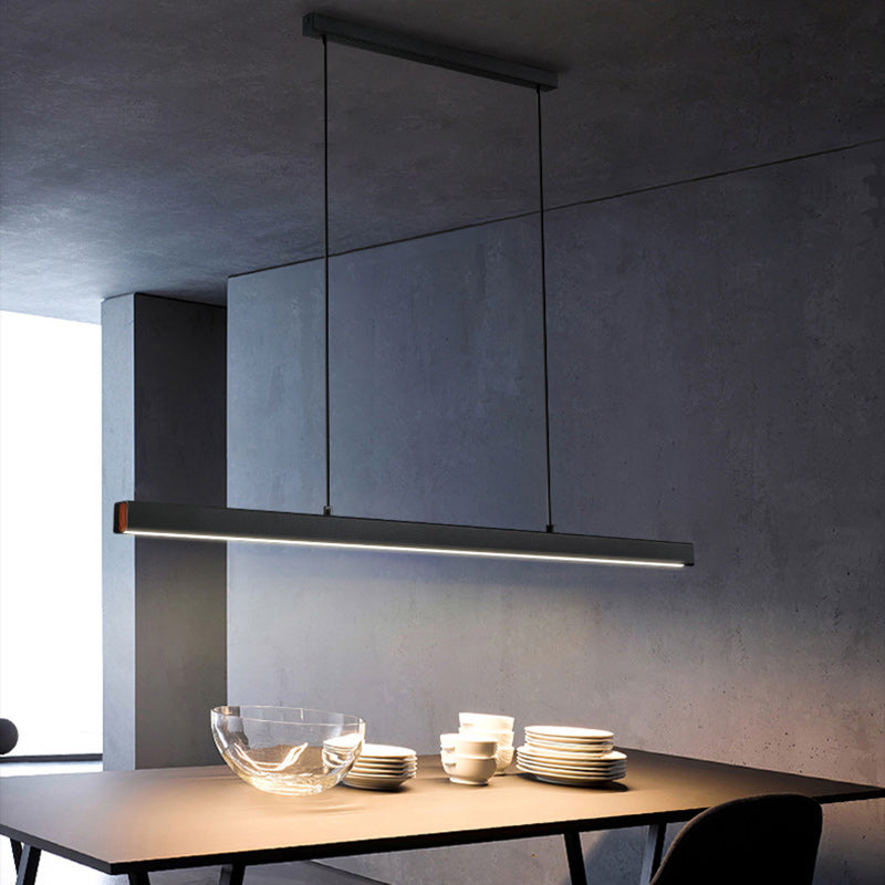 Lámpara de Araña Moderna Minimalista de Tira de Aluminio Madera Acrílico LED para Sala de Estar 
