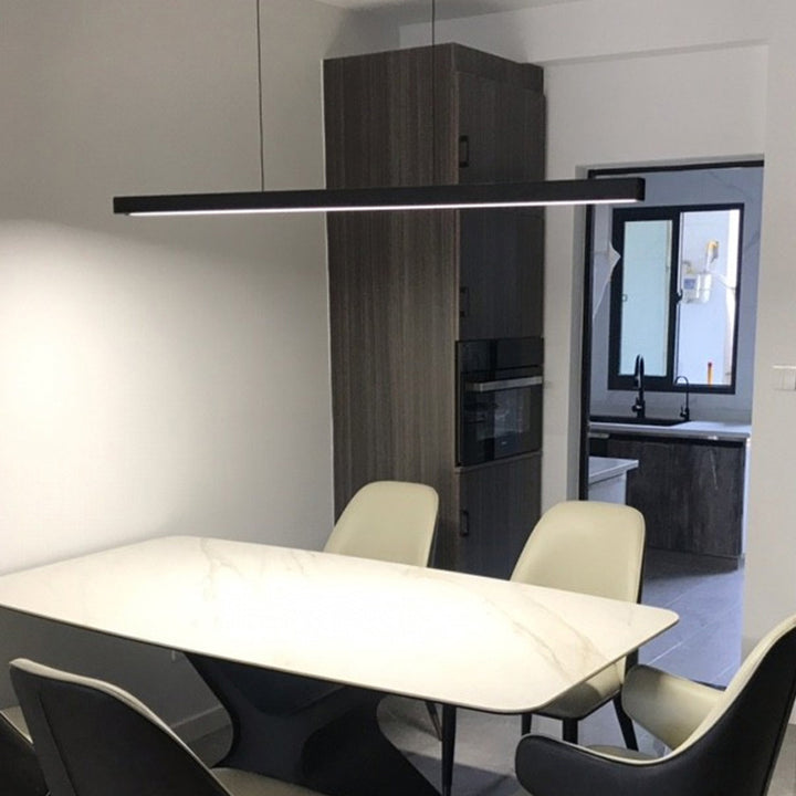 Lámpara de Araña Moderna Minimalista de Tira de Aluminio Madera Acrílico LED para Sala de Estar 