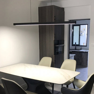 Lustre moderne minimaliste à bandes en aluminium, bois et acrylique LED pour salon 