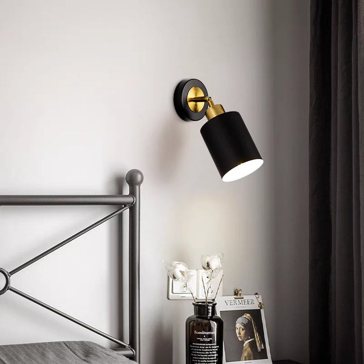 Contemporary Scandinavian Column Iron 1-Light Wall Sconce Lamp For Living Room