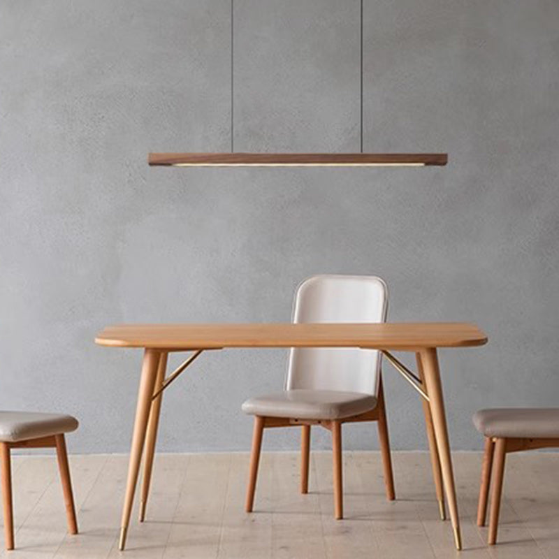 Lustre moderne minimaliste en bois à bandes acryliques LED pour salon 